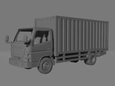 Mitsubishi Fuso Canter FE Steel Cargo Box Truck 3D print model