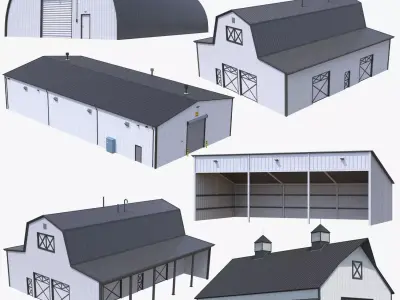 6 PBR Farm Buildings Collection 3D Model Pack