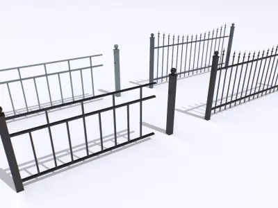 Metal Fences Pack 1 Low-poly 3D model