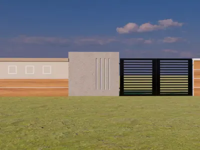 Compound wall design fencing gate 3D model