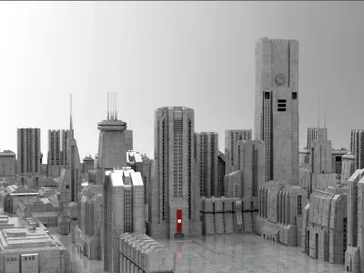  Star Wars - 14 SCIFI IMPERIAL FUTURISTIC BUILDINGS PACK Low-poly 3D model