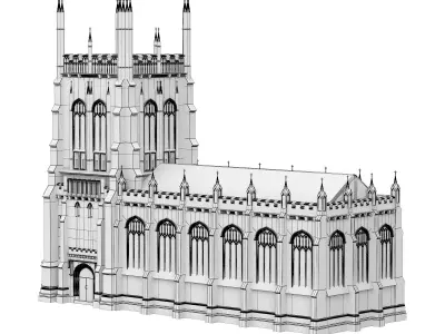 Cathedral Chapel neo-gothic style 2 3D model