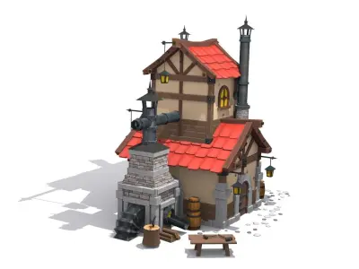 cartoon forge Low-poly 3D model