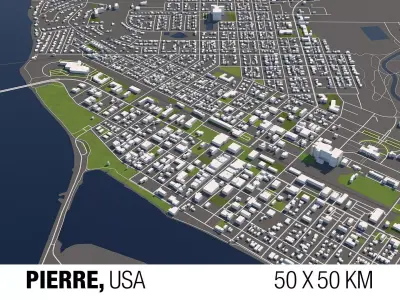 Pierre South Dakota USA 50x50km 3D model