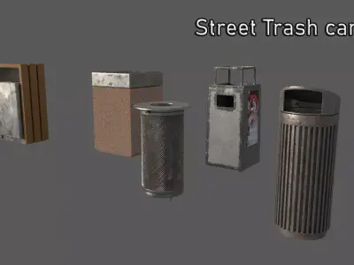 Street Trash can 3d model Low-poly 3D model
