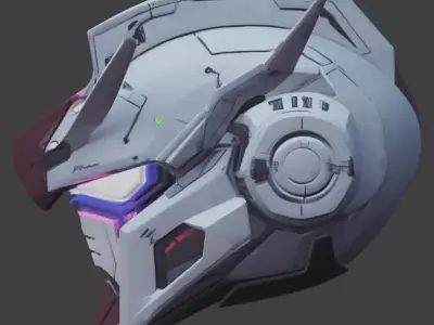 Cyber-Mecha Vanguard Helmet 3D Model Low-poly 3D model