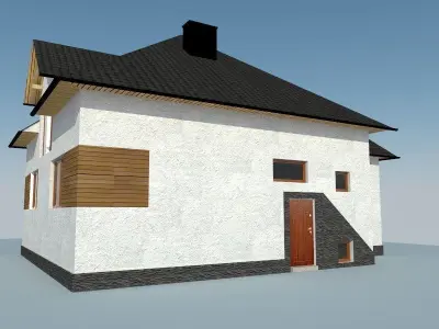 House with shutters Low-poly 3D model