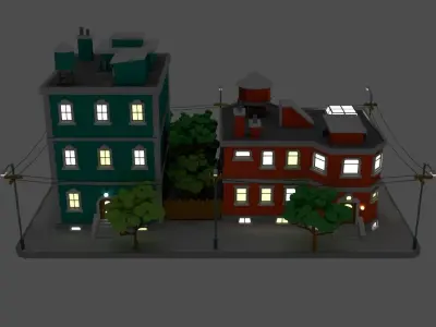 LowPoly City Block01  Low-poly 3D model