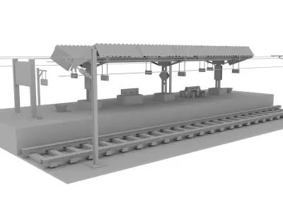 india Railway station  Platform  LOW POLY Free 3D model