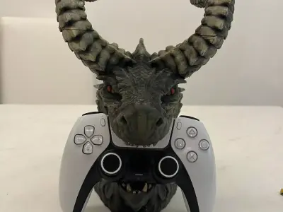 Dragon head  PS5 or PS4 controller and headphone stand 3D print model
