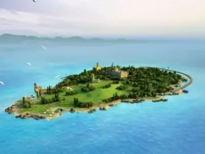 3DMAX model Island Castle Golf Course 3D model