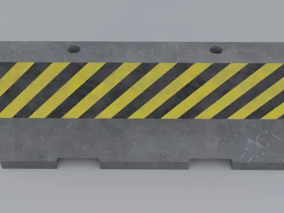 Brand New  Stripes Concrete Barrier Low-poly 3D model