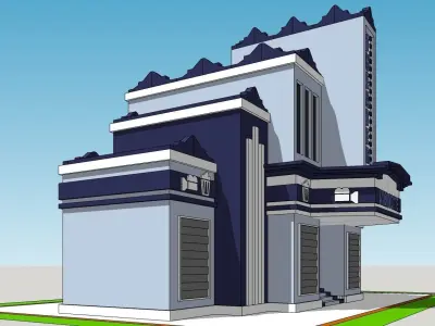 Theater 3D model building Low-poly 3D model