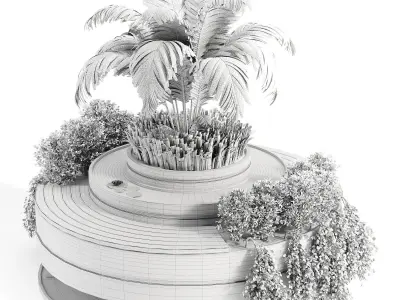 Urban Furniture with plant-set 02 3D model