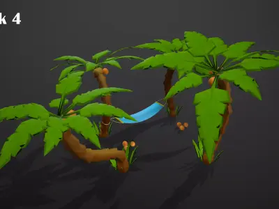 BEACH ASSETS Low-poly 3D model