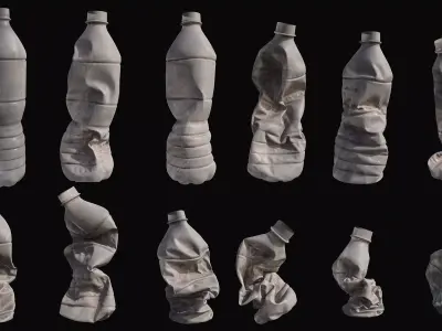 Crushed Plastic Bottle v1 Low-poly 3D model