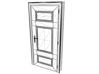 Modern Wooden Interior Door with Large Frosted Glass Panel Low-poly 3D model