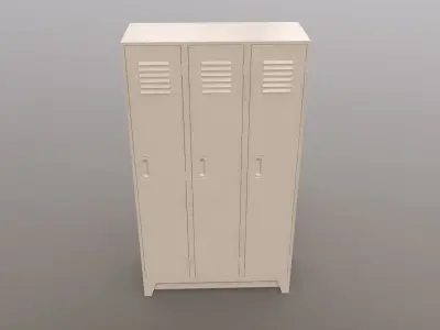 PBR School Gym Locker 08 - White Low-poly 3D model