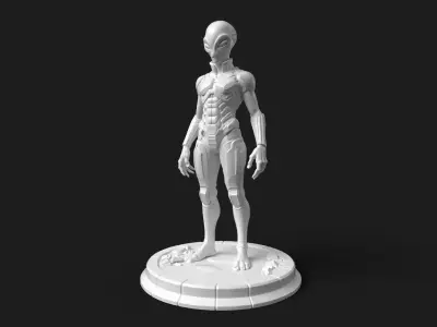 Alien Warrior Print Ready Sci-Fi Character Statue 3D print model