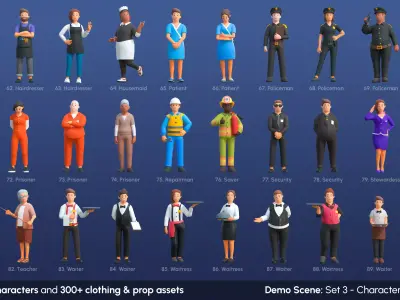 City Characters Low-poly 3D model