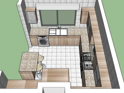 A Kitchen design with Island 3D model