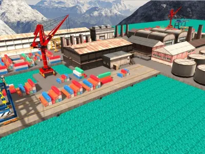 Container Cargo Yard Environment Set VR low-poly 3d model Game Low-poly 3D model