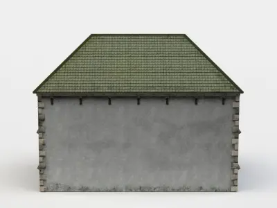 Building stone with roof Low-poly 3D model