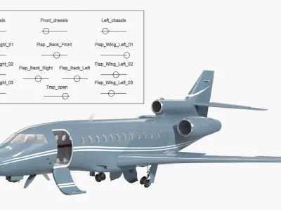  Business Jet Dassault 900 Simplified Rigged 
