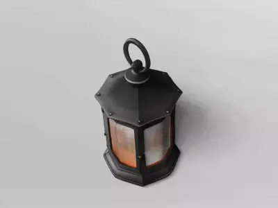 Classic Black Metal Lantern 3D Model 3D model