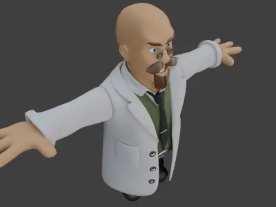 Cartoon Scientist Not Rigged 3D model