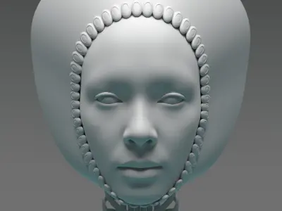 Solarpunk Cyborg Headdress 3D model