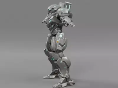 Cyber Robot Character for Games and Animation Low-poly 3D model