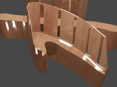 Sofa in Chinese script shape and chair Low-poly 3D model