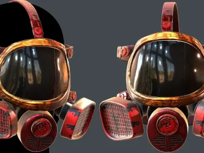 Gas mask helmet 3d model scifi Low-poly  Low-poly 3D model