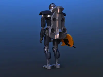 Futuristic Guitar Player Robot 3D model