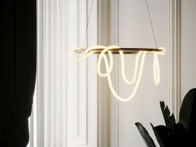 Sculptural Brass Circular Light Pendant by Morghen Studio 3D model