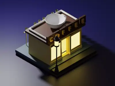 night time coffee shop  3D model