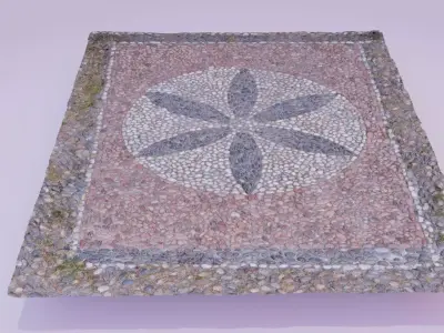Pebble stone mosaic sidewalk raw scan 01 3D model