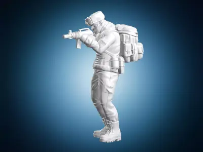 Cold War Soviet Soldier Rifle Miniature 3D print model