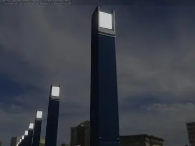 Street Light 8 Bollard 900mm Futuristic Blue Version 1 Low-poly 3D model