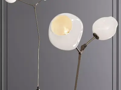 Branching Bubble Floor Light Vintage Brass and White Glass 3D model