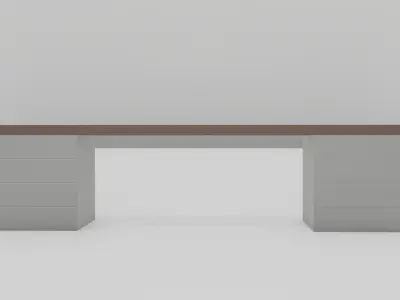 Outdoor Wooden Bench 5 Low-poly 3D model