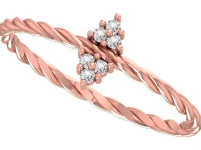 Solitaire Women Light Weight Twisted Band Ring 3D print model