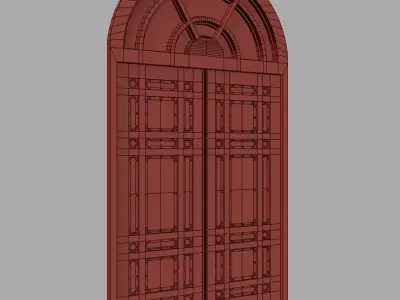 Arched wooden windows 3D model