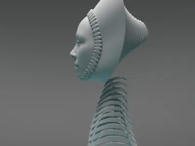 Solarpunk Cyborg Headdress 3D model