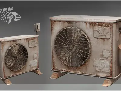 Post Apocalyptic Rusty Air Conditioner  Low-poly 3D model