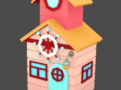 Stylized Cartoon Beach Houses Pack Low-poly 3D model