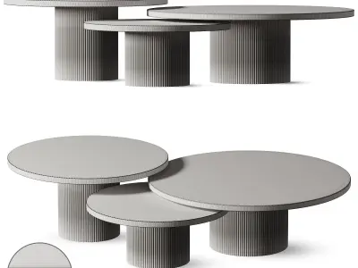 Tables basses Gigogne Wood and Travertine CELESTE 3D model