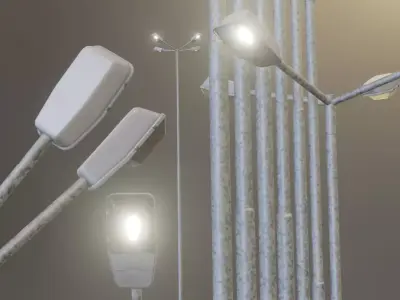 Street Light 5 Galvanized F4 M1 K0 A2 10000mm Low-poly 3D model