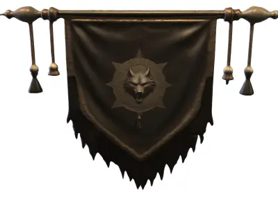 Wolf Crest Banner Low-poly 3D model